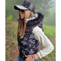 Дамски елек с качулка City Angels Jeans, Черен 6664